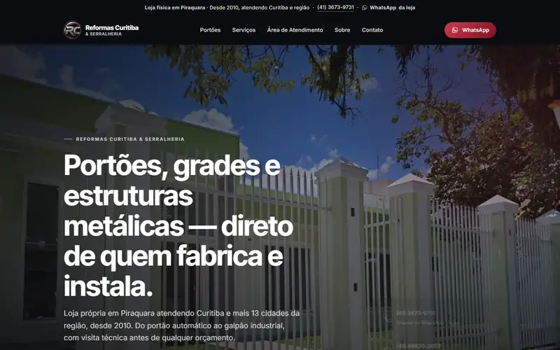 Site da Reformas Curitiba & Serralheria